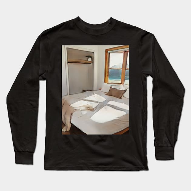 Bedroom Bed Geek Designer Dune Stika Artistic Anime Style Long Sleeve T-Shirt by cornelliusy